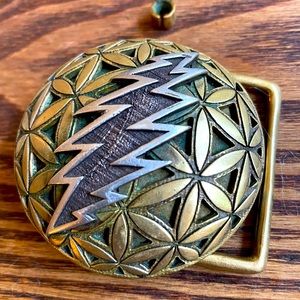 Grateful Dead Lightning Bolt/ Flower of Life buckle